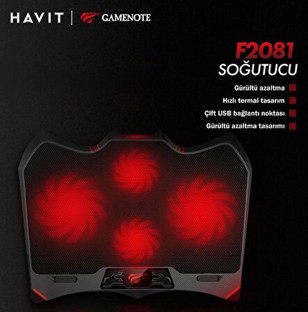 Havit Gamenote F2081 Cooling Pad RGB Gaming Laptop Soğutucu