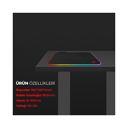Havit MP901 Siyah Rgb Ledli Gaming Mouse Pad Siyah