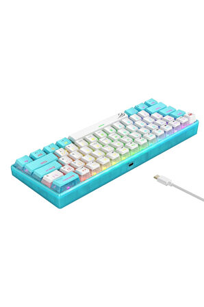 Havit Gamenote KB903L Pudding %60 Mekanik RGB Aydınlatma Oyuncu Klavyesi - 61 Tuş - Mavi