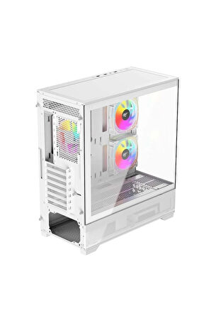 Havit CF925 Tamperli Cam Gaming Oyuncu Kasası Beyaz - 3 RGB Fanlı, Kumandalı, ITX/M-ATX/ATX/E-ATX Uyumlu