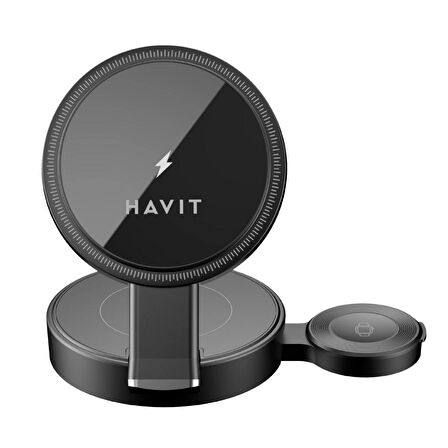 Havit W3100 Katlanabilir 3'ü 1 Arada Kablosuz Şarj Cihazı 15W - Siyah