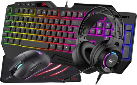 Havit Gamenote KB905CM-TUR 4'lü Gaming Set – Klavye, Mouse, Kulaklık, Mousepad – Rainbow Aydınlatma, Türkçe Q,  Pc Uyumlu