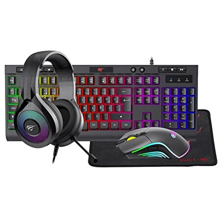 Havit Kb887cm Combo RGB Gaming Paketi Klavye, Kulaklık, Mouse ve Pad