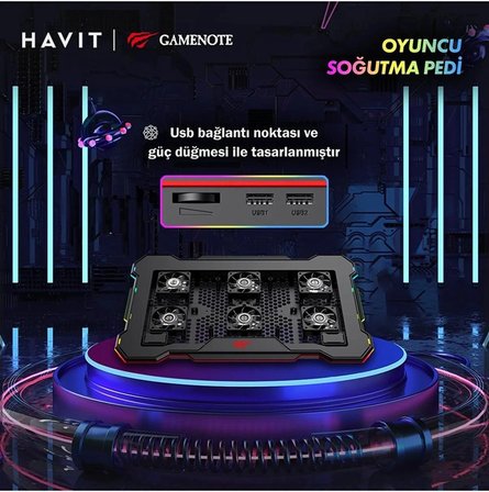 Havit Gamenote F2071 Cooling Pad RGB Gaming Laptop Soğutucu