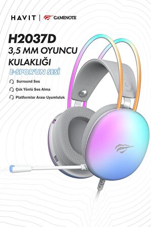 Havit Gamenote H2037D RGB Gaming Mikrofonlu Oyuncu Kulaklığı 3.5mm Jack