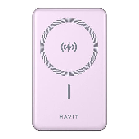 Havit PB5202 5.000mAh Magsafe Manyetik Kablosuz Powerbank Ultra Ince 20W, Iphone Uyumlu - Mor