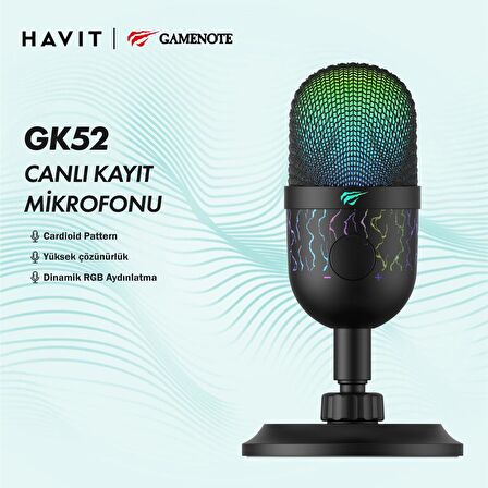 Havit Gamenote GK52 RGB Profesyonel Oyuncu Yayıncı Mikrofonu