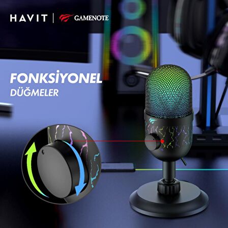 Havit Gamenote GK52 RGB Profesyonel Oyuncu Yayıncı Mikrofonu