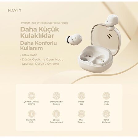 Havit TW969 TWS Bluetooth Kulaklık Siyah