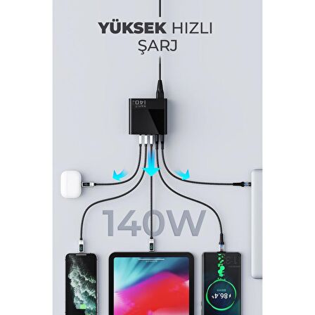 Havit UCLE004 140W Gan Ultra Hızlı Şarj Başlığı