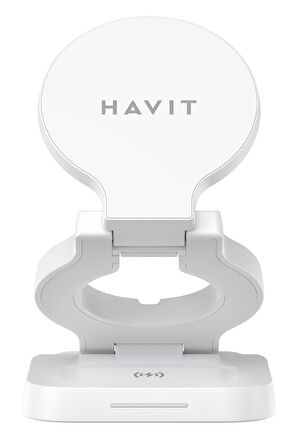 Havit W3038 Katlanabilir 3'ü 1 Arada Kablosuz Şarj Cihazı 15W - Beyaz