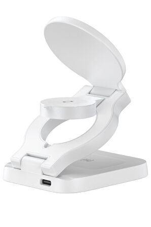 Havit W3038 Katlanabilir 3'ü 1 Arada Kablosuz Şarj Cihazı 15W - Beyaz