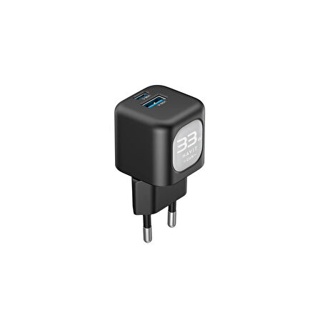 Havit UC230 33W Gan Teknoloji Hızlı Şarj Adaptörü - Type-C ve Usb