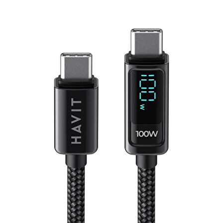 Havit CB6247 PD100W Type-C to Type-C Göstergeli Şarj Kablosu