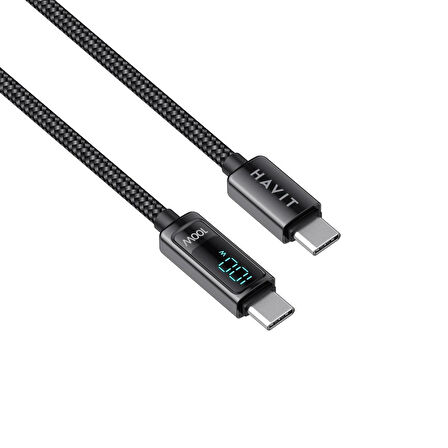 Havit CB6247 PD100W Type-C to Type-C Göstergeli Şarj Kablosu