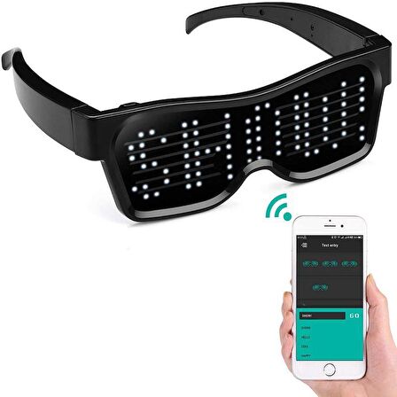 Smart Led Glasses Beyaz Led Işıklı Parti Gözlüğü Kablosuz Uygulamalı Eğlence Parti HJ-LRG02