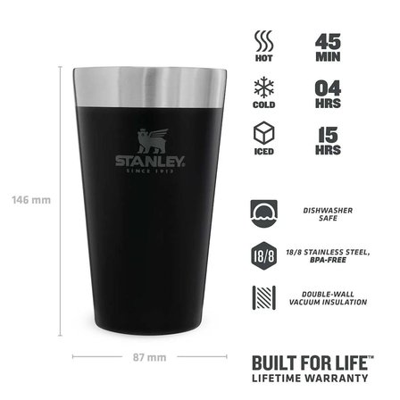 Stanley Adventure Vakumlu 0.47 lt Siyah Soğuk İçecek Bardağı