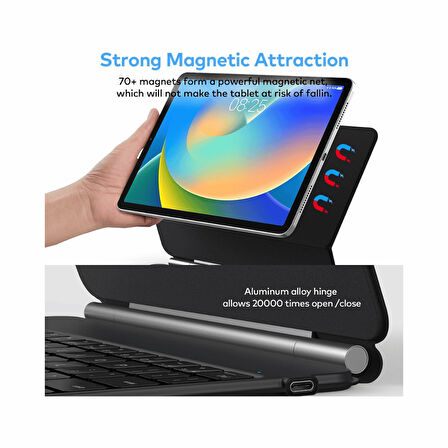iPad Pro 13 Uyumlu Magic Style Manyetik Yapışmalı Klavyeli Tablet Kılıfı