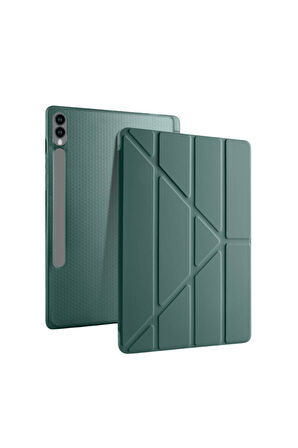 Galaxy Tab S10 Plus Uyumlu 12,4 inç Kılıf Fuchsia Akıllı Kalem Bölmeli Standlı Tri Folding Smart Kılıf