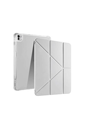 iPad PRO 13 2024 Uyumlu Kalem Bölmeli Akıllı Uyku Modlu Trifolding A2925 / A2926 Tablet Kılıfı