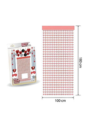 Kapı Perdesi Kalp Rose 100*180 Cm