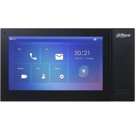 Dahua VTH2421FB-P 7" TFT LCD Dokunmatik Ekran Çok Yönlü Mikrofon Villa Tipi İnterkom İç Ünite Siyah