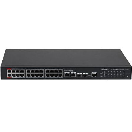 DAHUA (PFS4226-24GT2GF-360-V2) 24 PORT POE 10/100/100 2xSFP 2xUPLINK L2 YÖNETİLEBİLEN SWITCH-360W