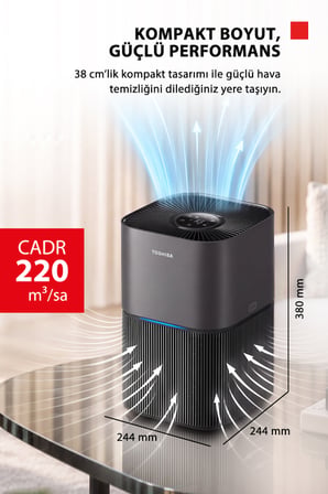 Toshiba UV-C Sterilizasyonlu Alerjen Karşıtı Siyah Hava Temizleme Cihazı Purifier TAP-YE25UCIS(H)