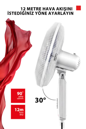 Jet Tasarımlı Beyaz 5 Kanatlı Ayaklı Vantilatör F-ASE50CIS(W)
