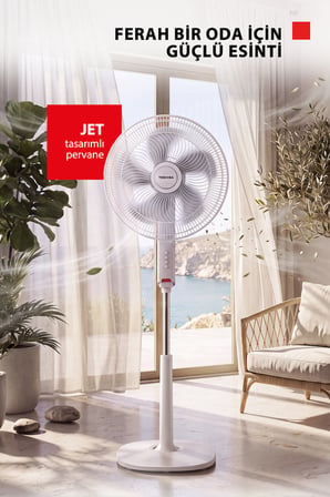 Jet Tasarımlı Beyaz 5 Kanatlı Ayaklı Vantilatör F-ASE50CIS(W)