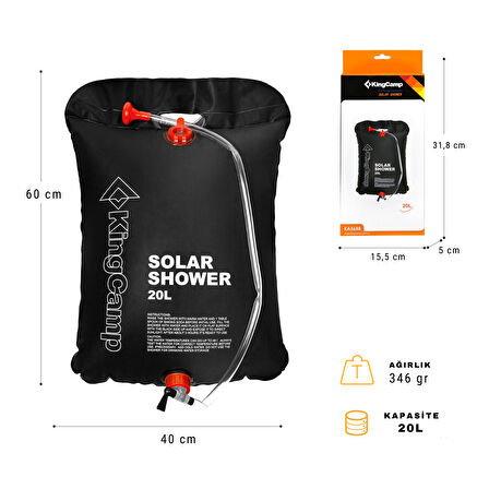 KingCamp Solar Shower 20 L Kamp Duşu