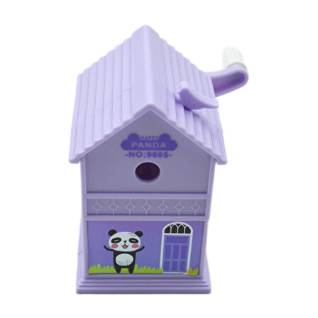 Bafix Dream Cabin Ev Şekilli Masaüstü Kollu Kalemtıraş Mor Panda 9605