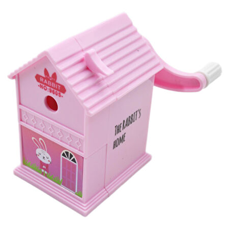 Bafix Dream Cabin Ev Şekilli Masaüstü Kollu Kalemtıraş Pembe Tavşan 9605