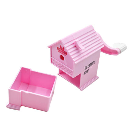 Bafix Dream Cabin Ev Şekilli Masaüstü Kollu Kalemtıraş Pembe Tavşan 9605