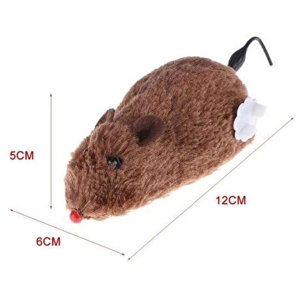 İpek Yıldızı® Kurmalı Kedi Eğitim Oyuncağı Tüylü Peluş Fare Yakalama İnteraktif Sevimli Eğlenceli Oyuncak