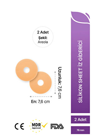 Meme Başı Çevresi Cerrahisi Sonrası İz Giderici Silikon Yara İzi Örtüsü – Yıkanabilir | Areola Model | 2 Adet