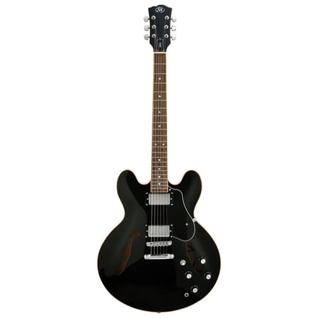 SX SEL6BK Semi Hollow 335 Style Elektro Gitar (Black)