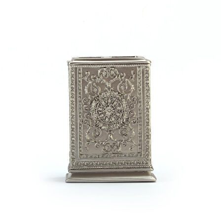 DİŞ FIRÇALIK DEKORATİF İŞLEMELİ GÜMÜŞ POLİRESİN 8X6X11CM