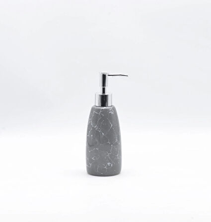 MERMER DESENLİ GRİ SIVI SABUNLUK 8X8X17CM 300ML BANYO SETİ  