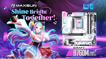 Maxsun ICraft  B760M Cross  LGA1700 DDR5 6400 Mhz M.2 HDMI WIFI mAtx Intel Anakart Beyaz Renk