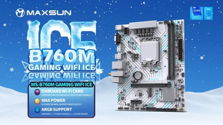 MAXSUN GAMING WIFI ICE B760M 4400(OC) HDMI M.2 MATX BEYAZ DDR4 1700PIN ANAKART
