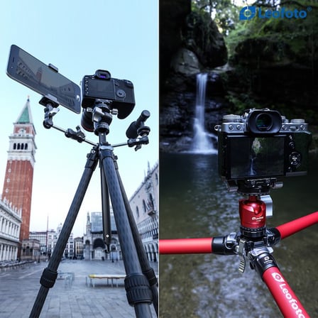 LY-224C+LH-25 Y Şekilli Orta Sütun Tasarımlı Tripod Kırmızı