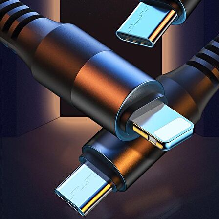 WEKOME 3WDC-125 in1 Type-C+İPhone+Micro Usb Şarj Kablsu 1.20CM KIRMIZI