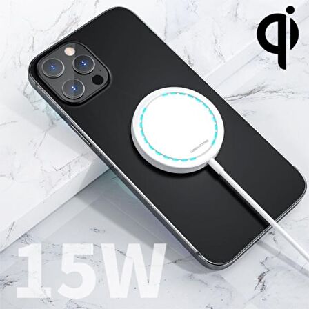Wekome Magsafe 15W Ultra İnce Mıknatslı Kablosuz Wireless Şarj BEYAZ