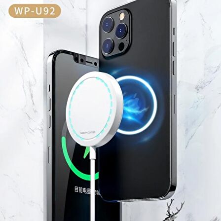 Wekome Magsafe 15W Ultra İnce Mıknatslı Kablosuz Wireless Şarj BEYAZ