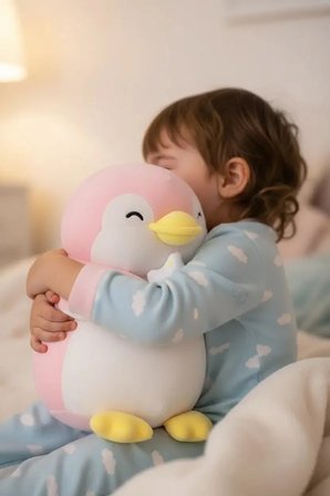 Miniso Lisanslı Penguen Peluş Oyuncak Pastel Tonlar – Yumuşak Uyku Arkadaşı 25 Cm