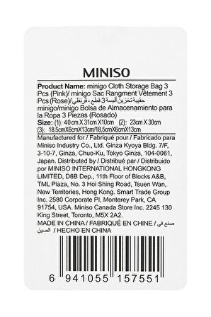 Minigo Serisi 3'Lü Valiz Düzenleyici Çanta Seti - Pembe