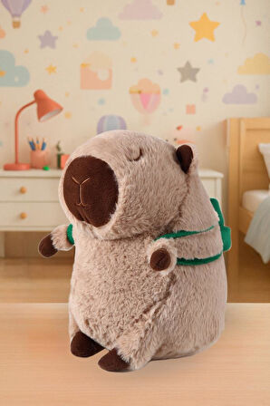 Sevimli Kapibara Kaplumbağa Oturan Sırt Çantalı Peluş Oyuncak 33CM