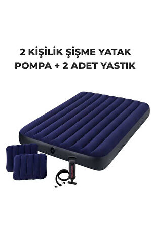 Intex 64765 Şişme Yatak Çift Kişilik Çadır Yatağı Kamp Yatağı.Yastık pompa seti