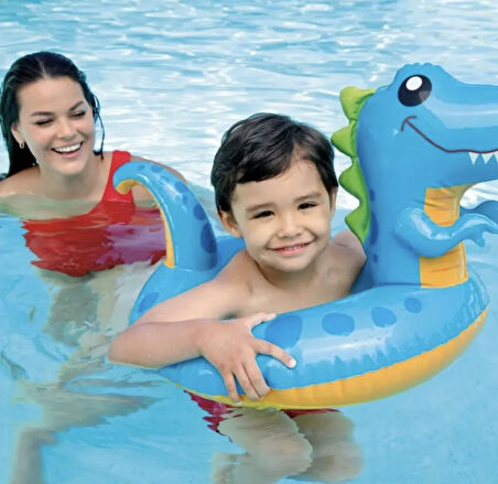 Dinozor Simit (3-6 Yaş) Yüzme Simidi Havuz Deniz Şişme Yüzücü Sea Ring Pool
